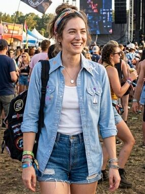 Vintage ‘70s Cheap Jeans Festival Chambray Embroidered Snap Western Country M